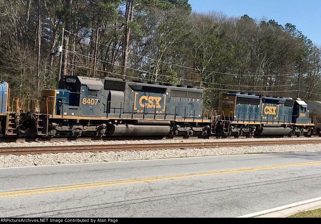 CSX SD40-2's 8407 and 8044